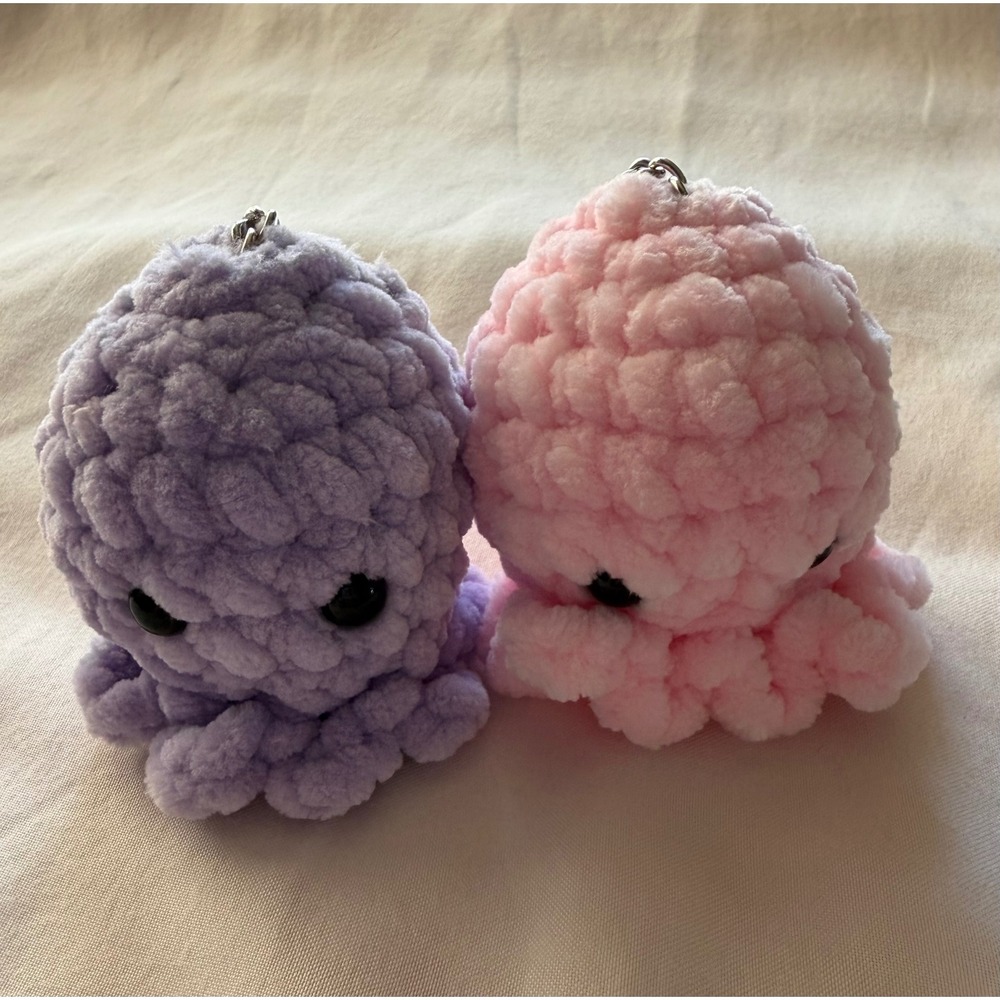 Handmade Plush Octopus Keychain‎ | Choose Your Color | Crochet Bag Charm - Picture 2 of 9
